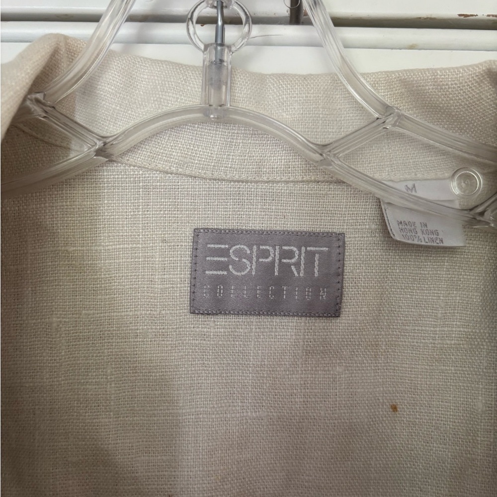100% Linen vintage Espirit cream zip up Jacket size medium - Picture 3 of 4